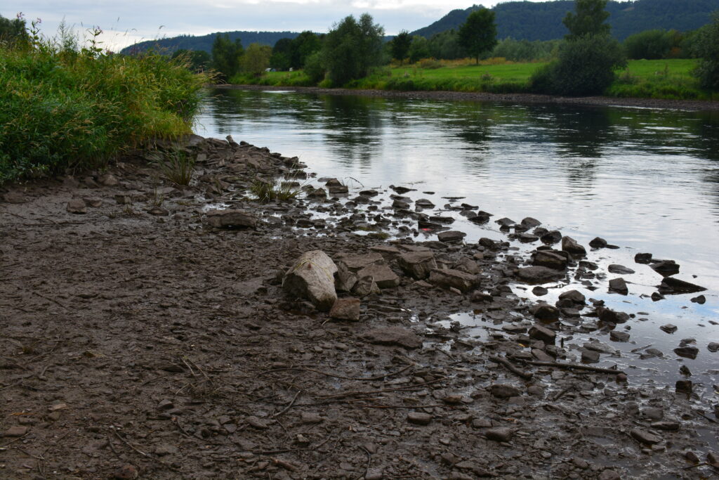 In Boffzen sind die Hungersteine in der Weser sichtbar