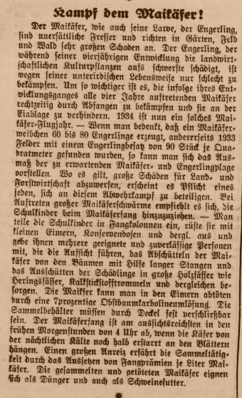 Ein historischer Rückblick auf eine Naturplage, die ganze Regionen in Atem hielt – mit einem Originalartikel aus dem Frühjahr 1934